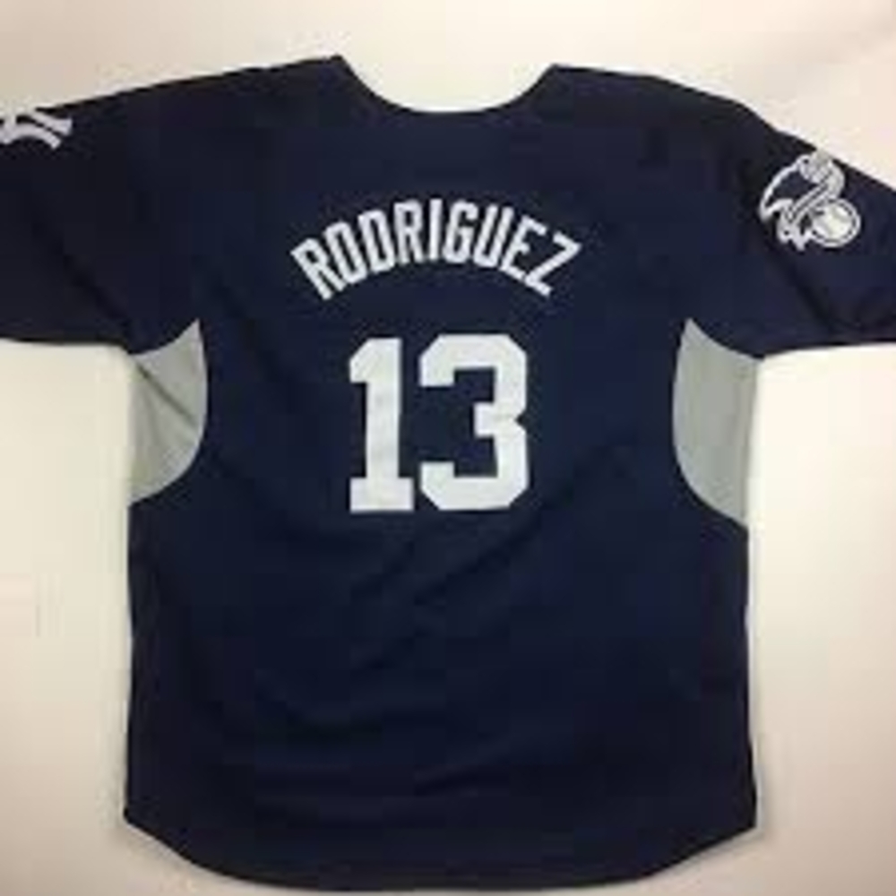 Navy Blue Baseball Jersey with White Accents